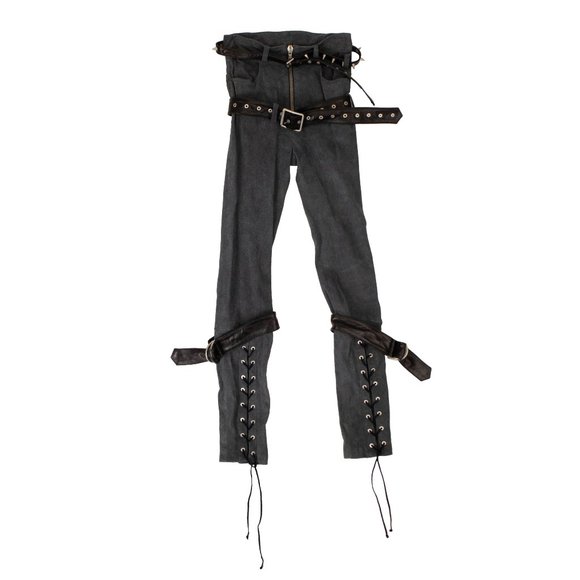 UNRAVEL PROJECT Blue Suede Zip Up Pants Size 26 $2240